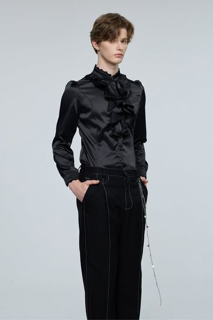 Pulse Palette Ruffle Long Sleeve Shirt Black