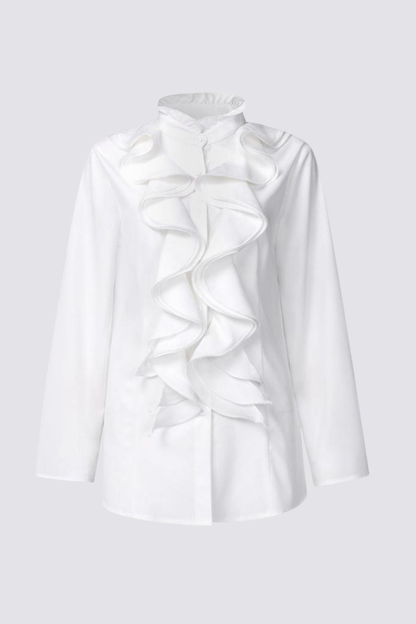 Pulse Palette Ruffle Long Sleeve Shirt White