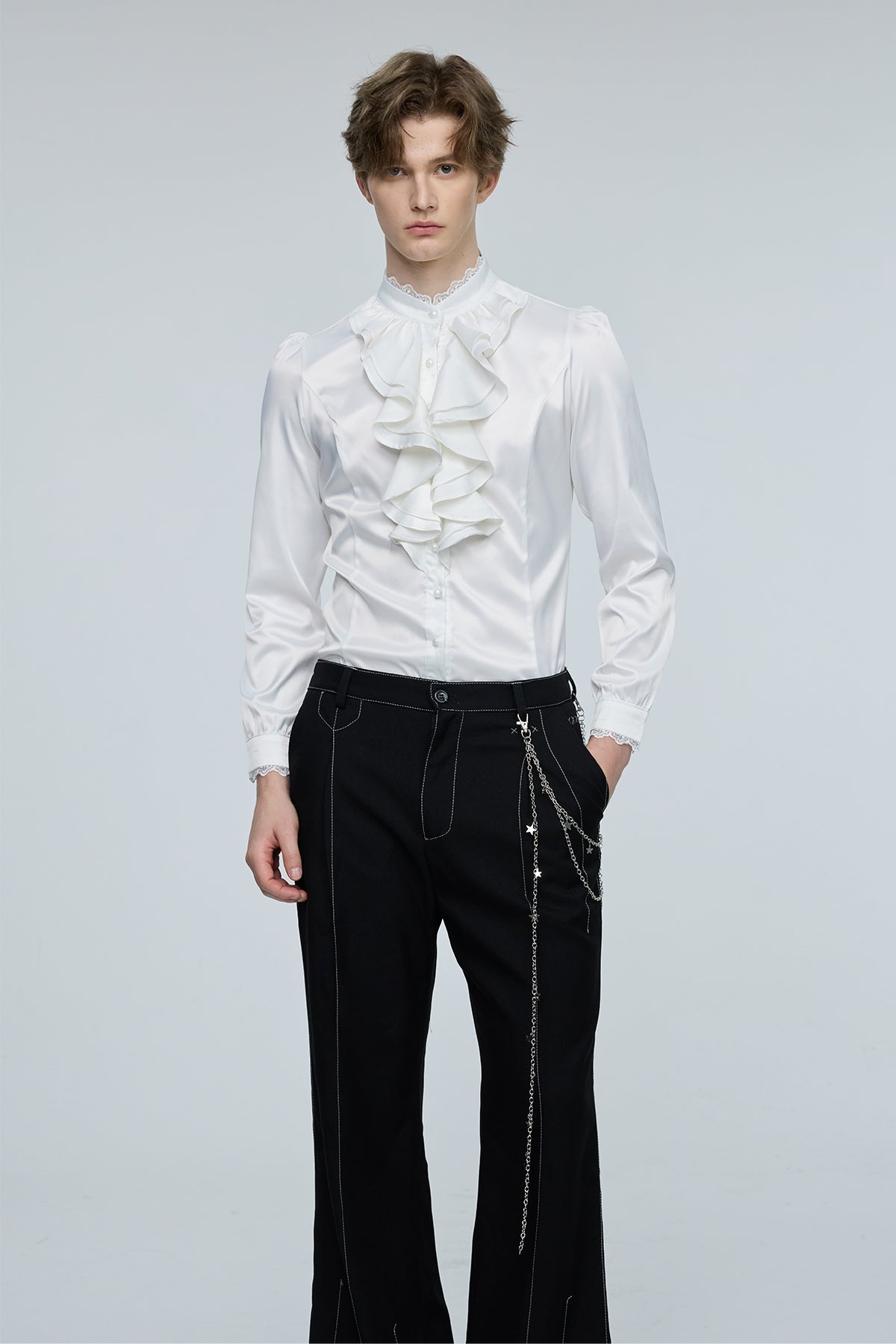 Pulse Palette Ruffle Long Sleeve Shirt White