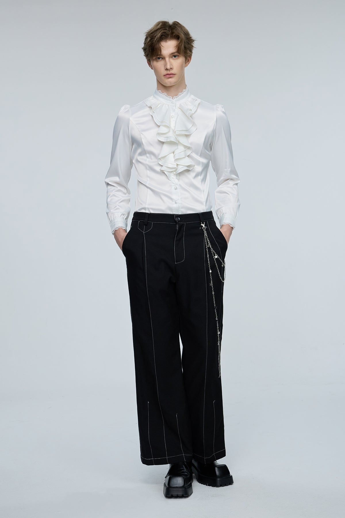 Pulse Palette Ruffle Long Sleeve Shirt White