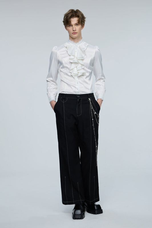 Pulse Palette Ruffle Long Sleeve Shirt White