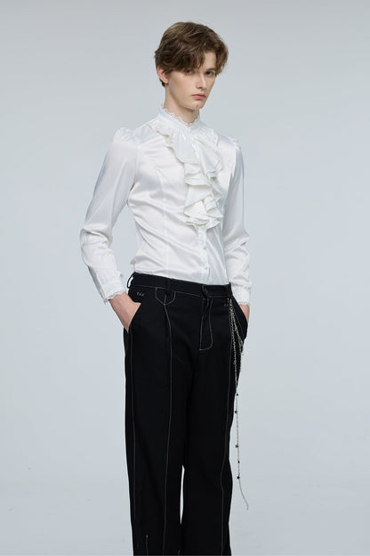 Pulse Palette Ruffle Long Sleeve Shirt White