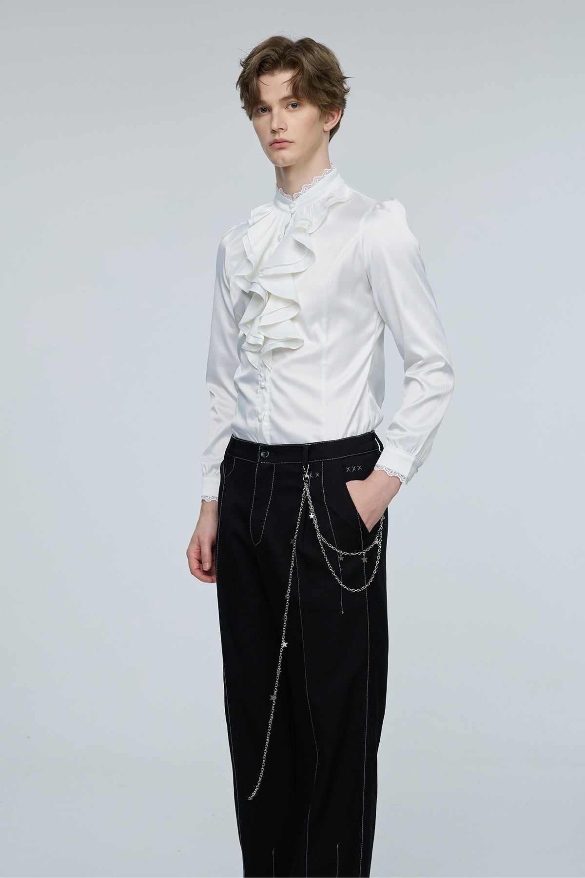 Pulse Palette Ruffle Long Sleeve Shirt White
