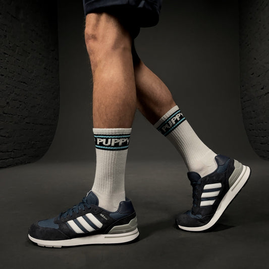 PUPPY SOCKS WHT/AQUA