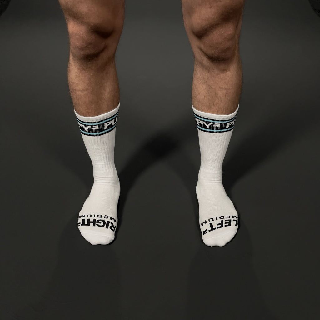 PUPPY SOCKS WHT/AQUA