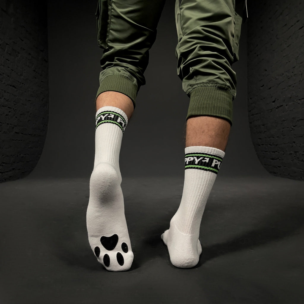 PUPPY SOCKS WHT/LIME