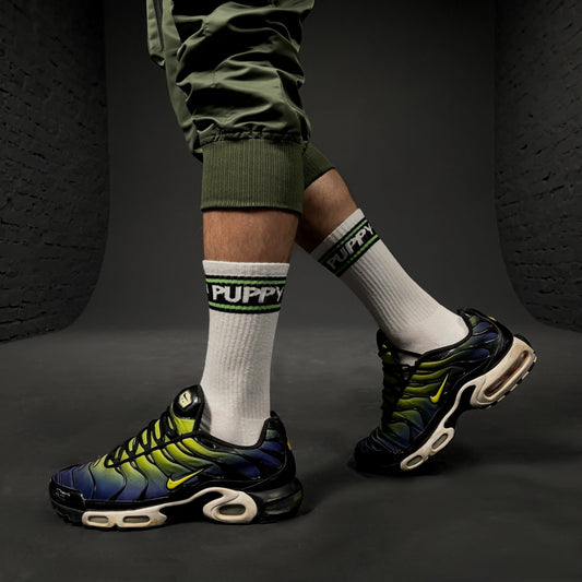 PUPPY SOCKS WHT/LIME