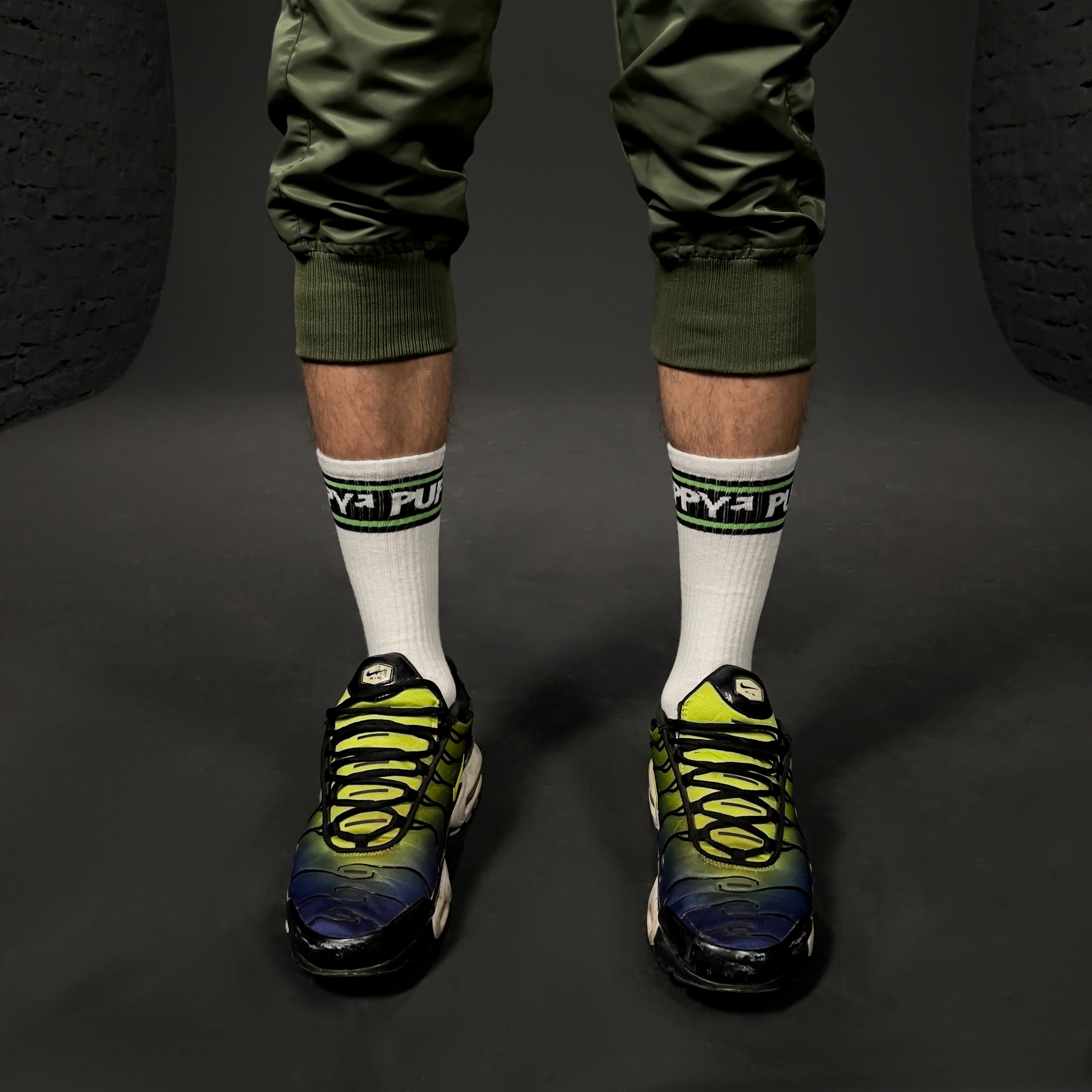 PUPPY SOCKS WHT/LIME