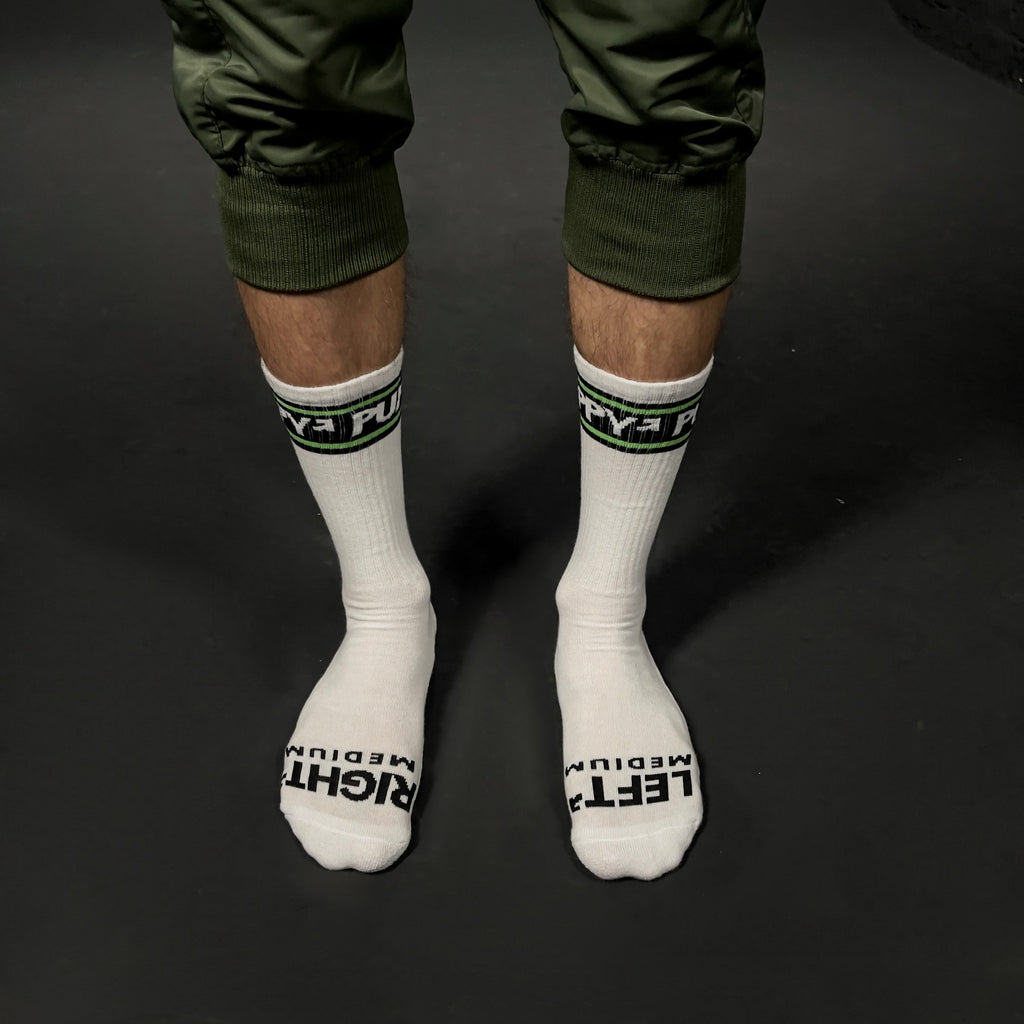 PUPPY SOCKS WHT/LIME
