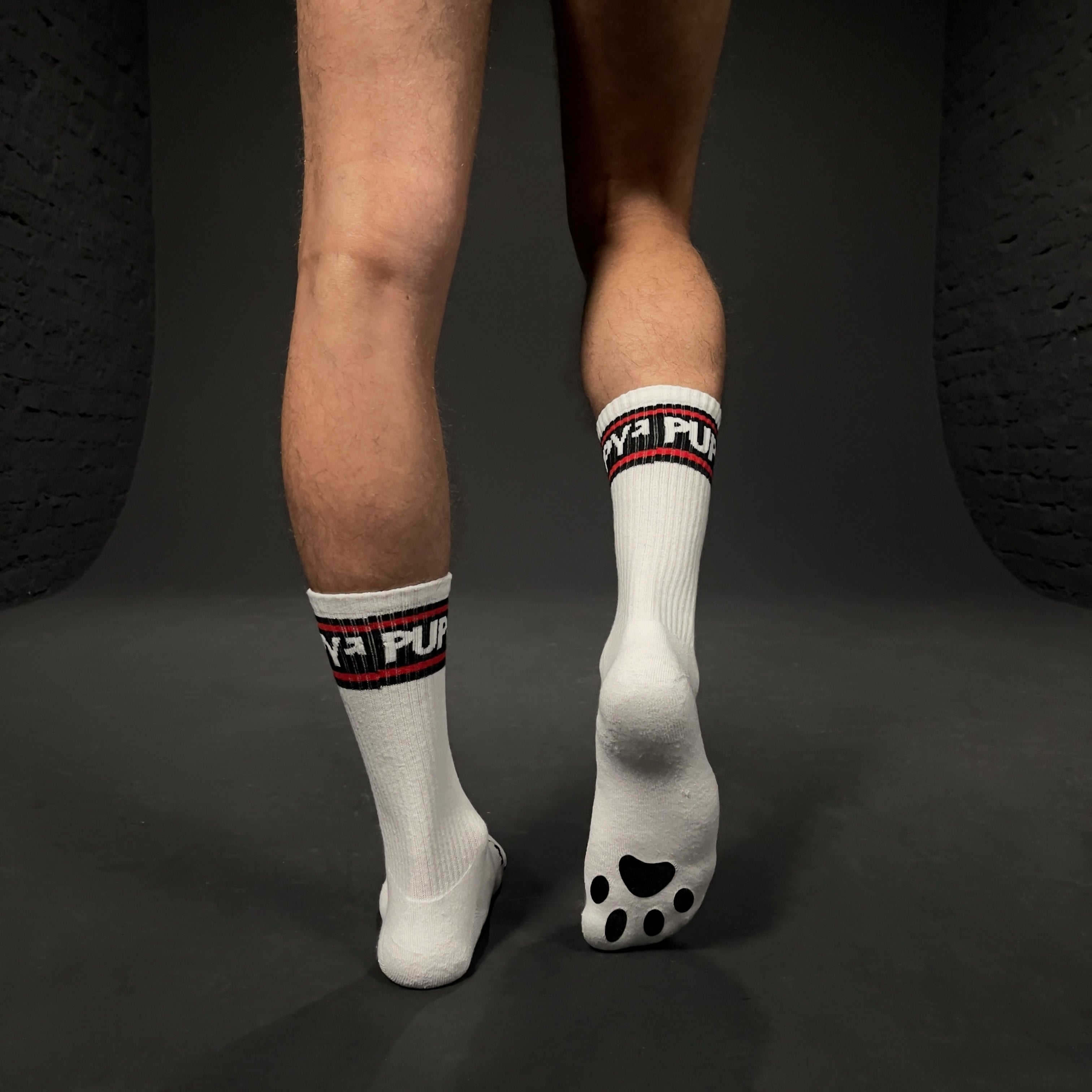 PUPPY SOCKS WHT/RED