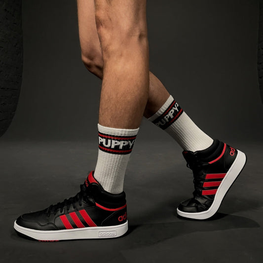 PUPPY SOCKS WHT/RED