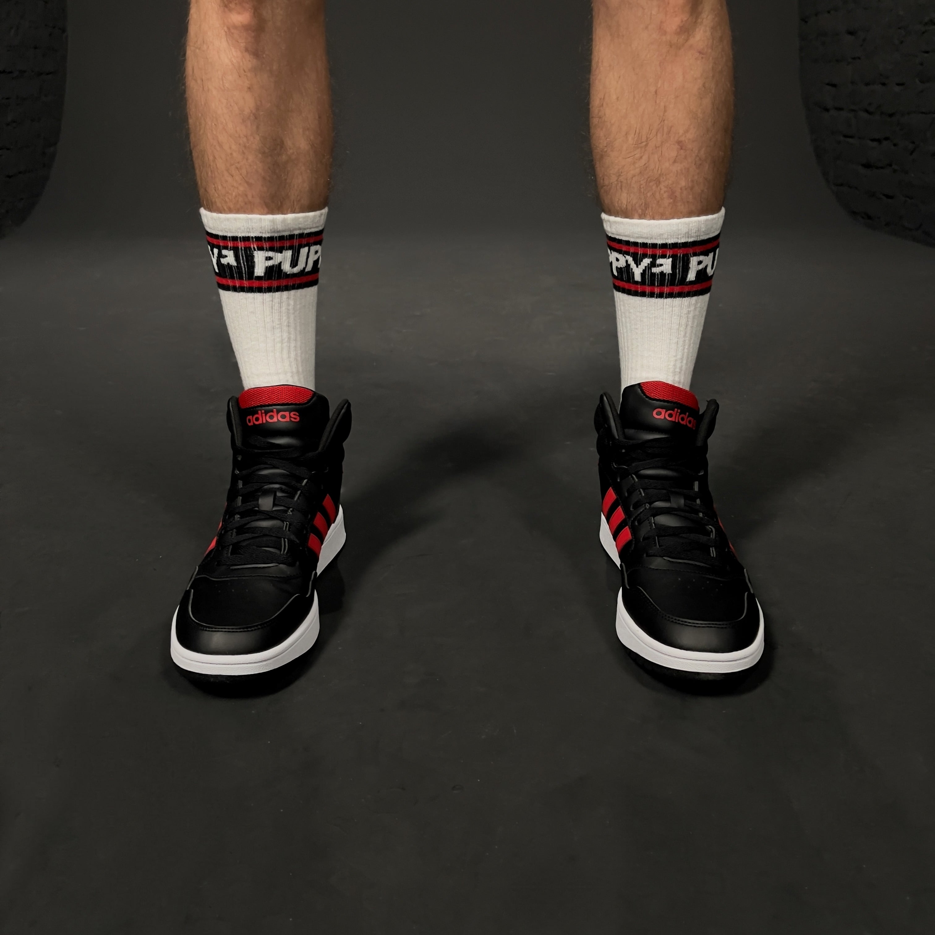 PUPPY SOCKS WHT/RED