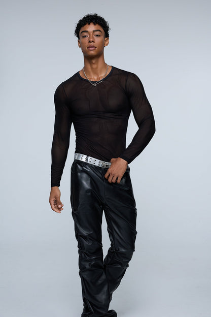 Pure Arc Long Sleeve Mesh Top Black