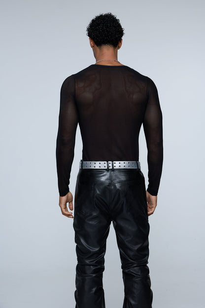 Pure Arc Long Sleeve Mesh Top Black
