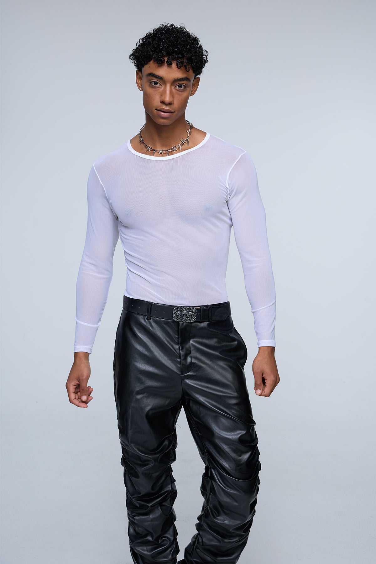 Pure Arc Long Sleeve Mesh Top White