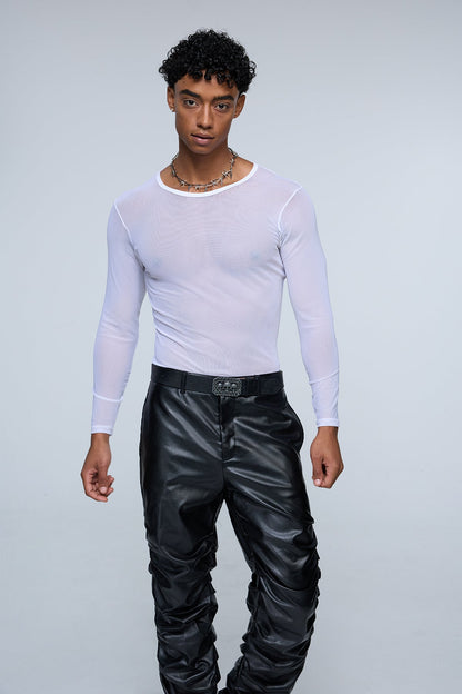 Pure Arc Long Sleeve Mesh Top White