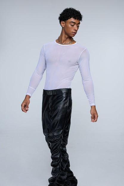 Pure Arc Long Sleeve Mesh Top White