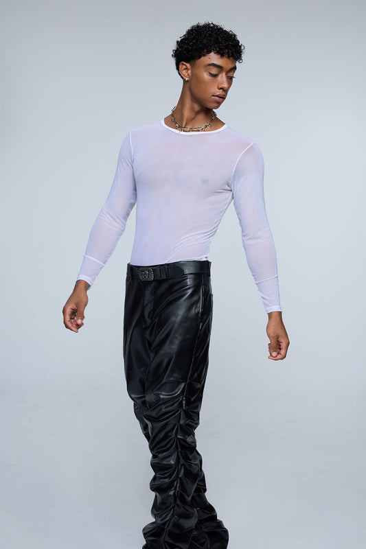 Pure Arc Long Sleeve Mesh Top White