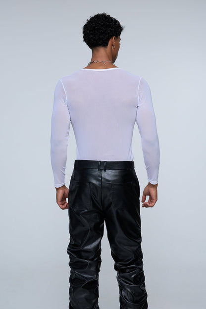 Pure Arc Long Sleeve Mesh Top White
