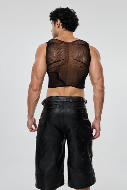 Pure Curve Sleeveless Mesh Crop Top
