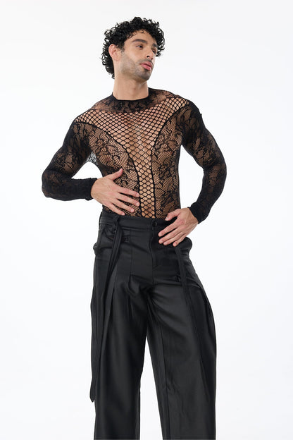 Pure Motion Cutout Long Sleeve Bodysuit Black