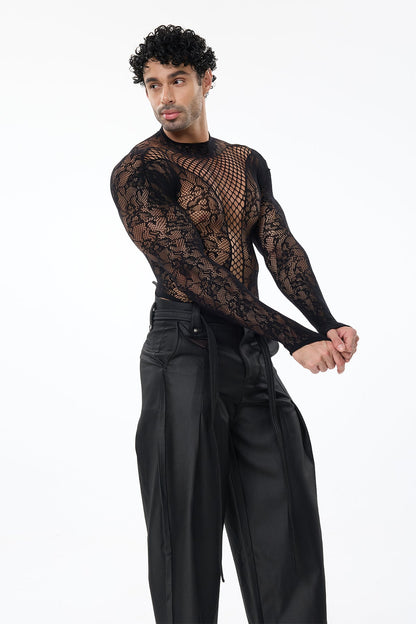 Pure Motion Cutout Long Sleeve Bodysuit Black