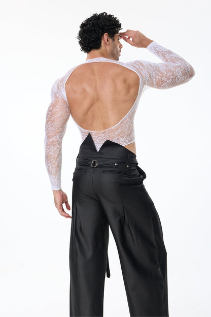 Pure Motion Cutout Long Sleeve Bodysuit White