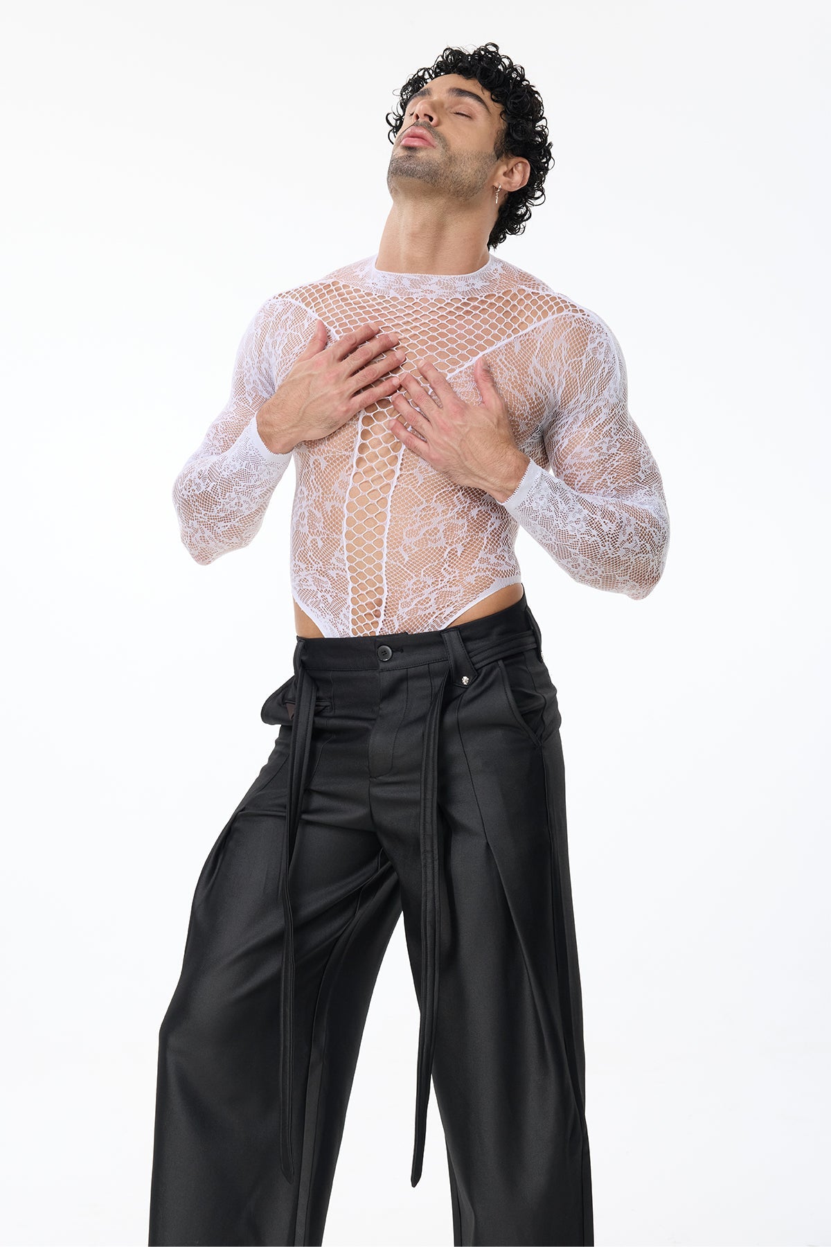 Pure Motion Cutout Long Sleeve Bodysuit White