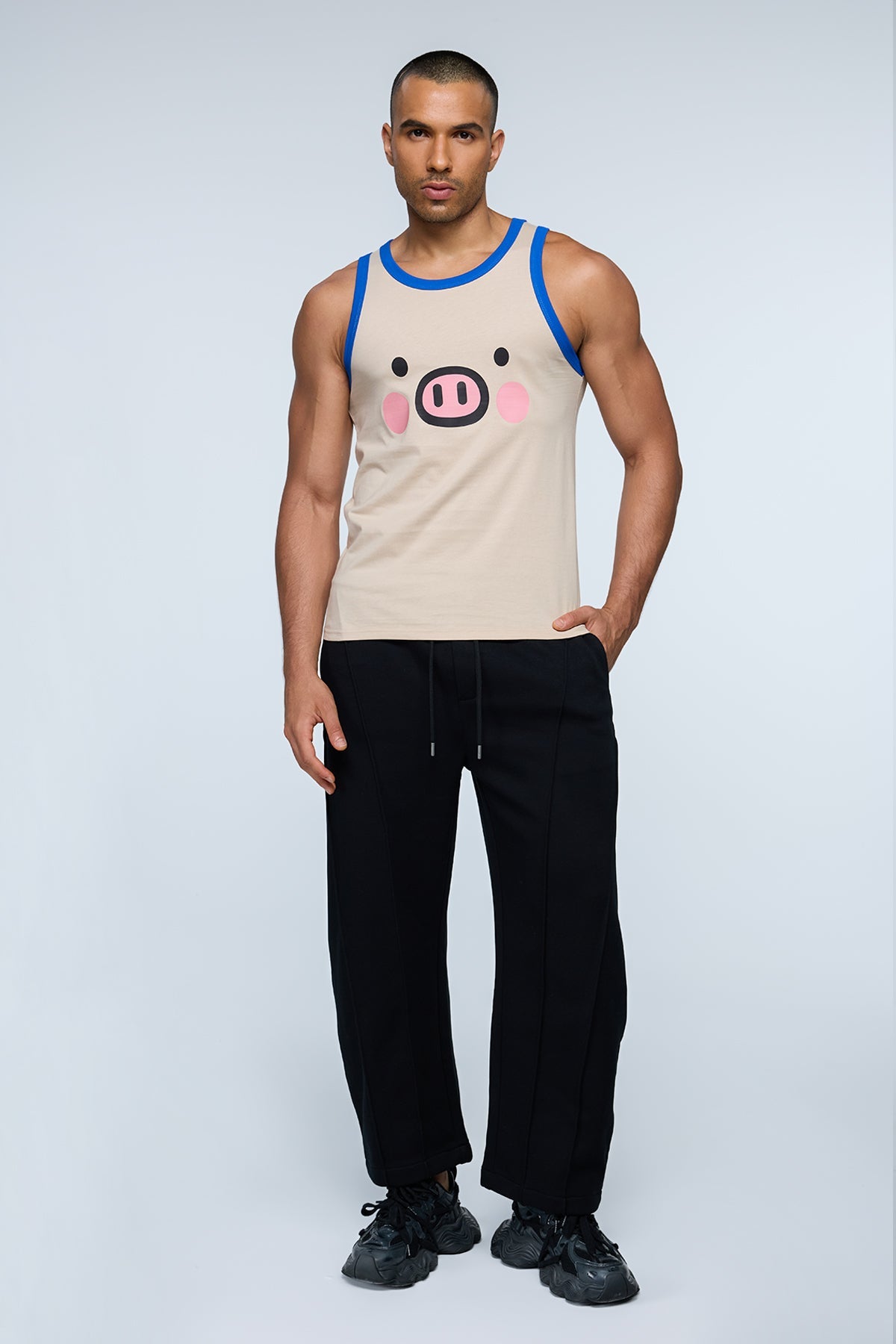 Pure Shoulder Pig Print Top