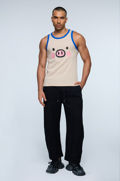 Pure Shoulder Pig Print Top