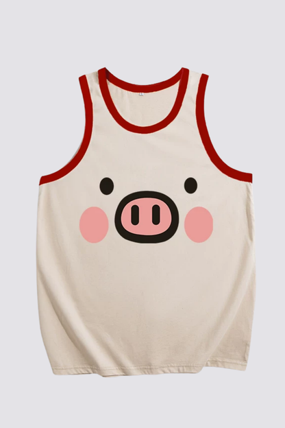 Pure Shoulder Pig Print Top