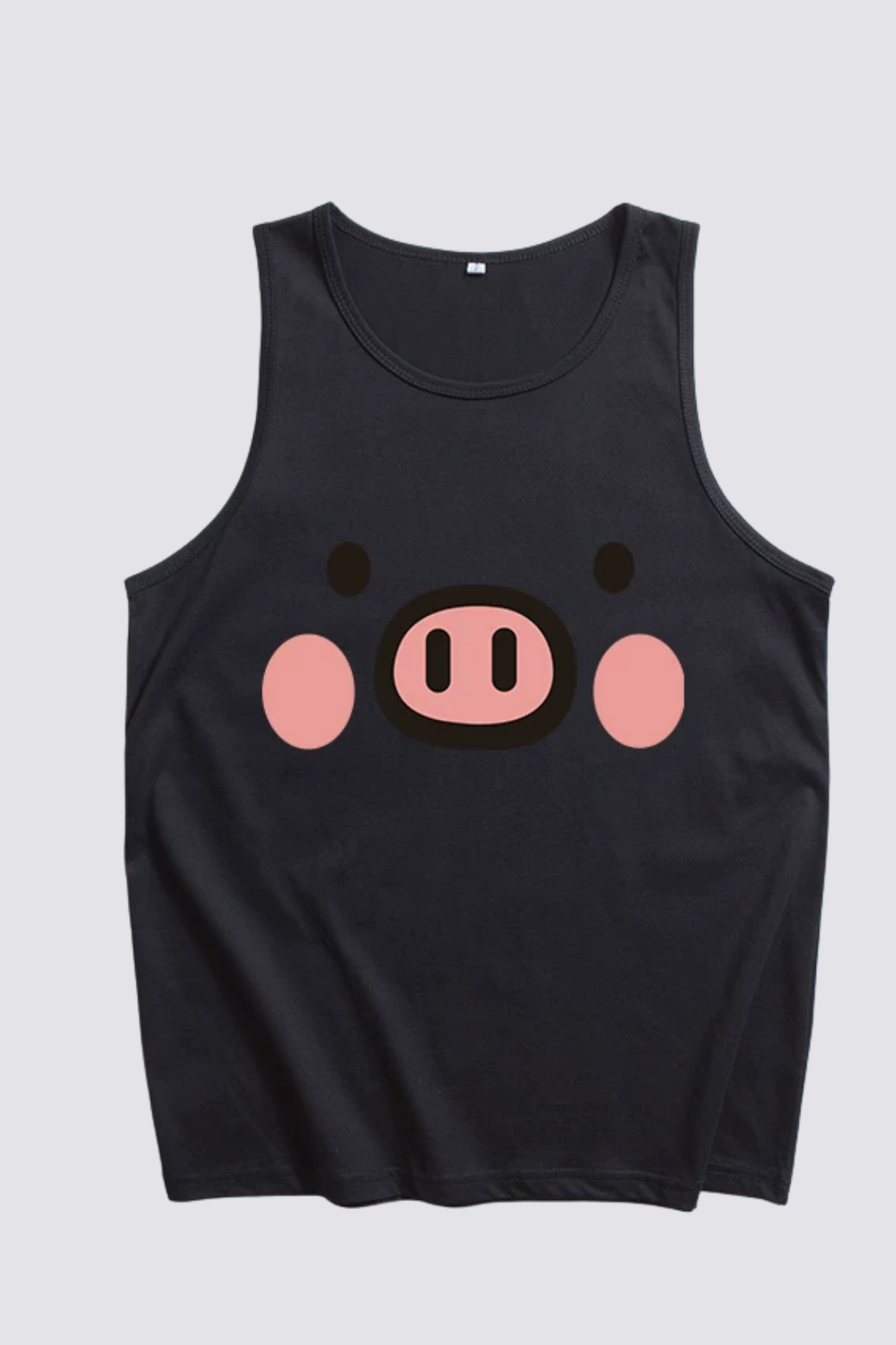 Pure Shoulder Pig Print Top Black