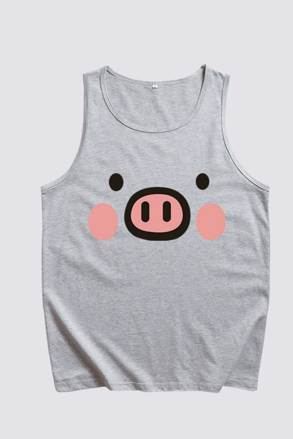 Pure Shoulder Pig Print Top Black