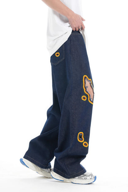 Flame Burnout Distressed Denim Jeans – Bold, Street Style Design