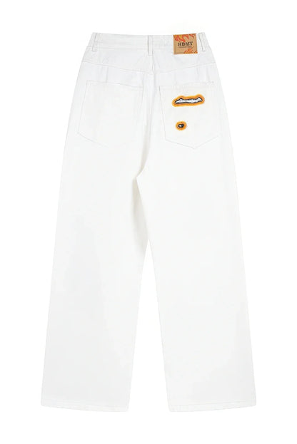 Flame Burnout Distressed Denim Jeans – Bold, Street Style Design
