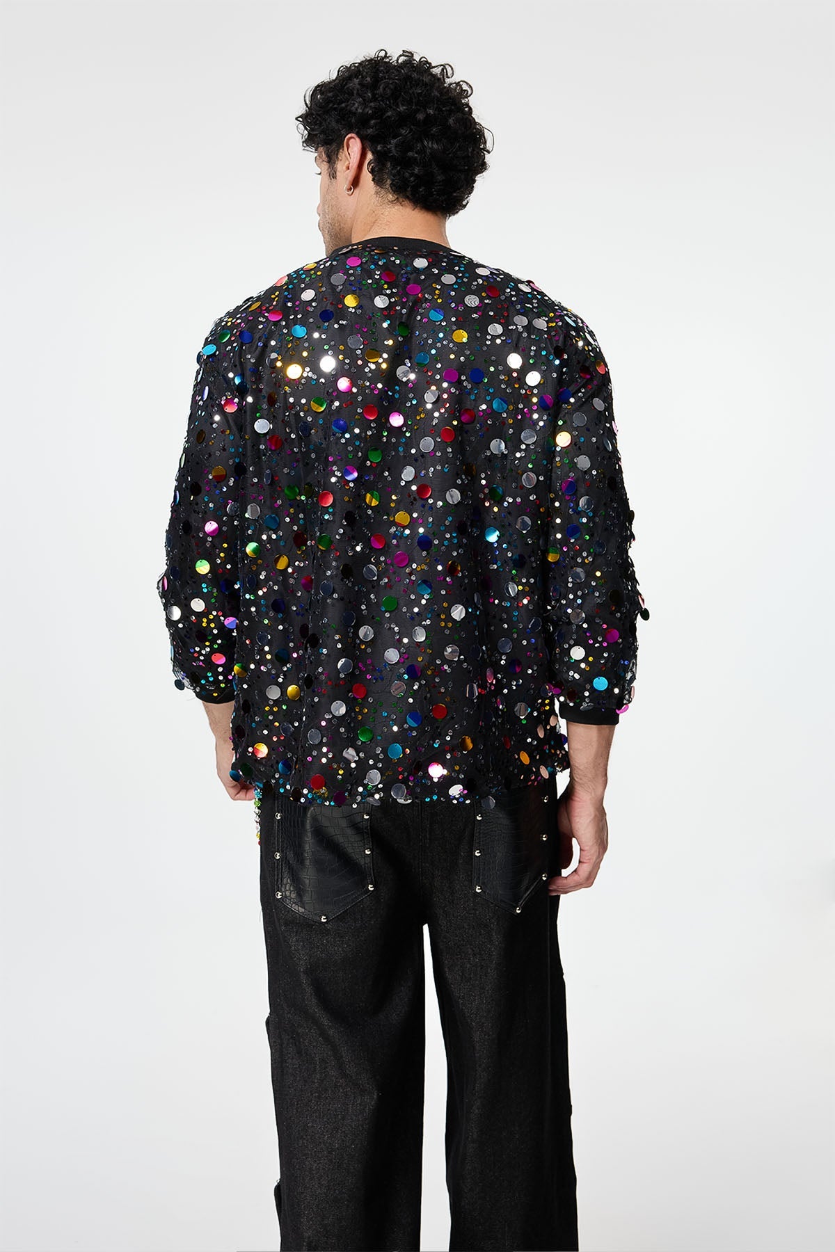 Queer Spark Long Sleeve Sequin Rhinestone Top