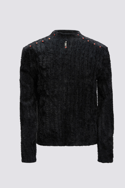 Quiet Density Rhinestone Long Sleeve Top Black
