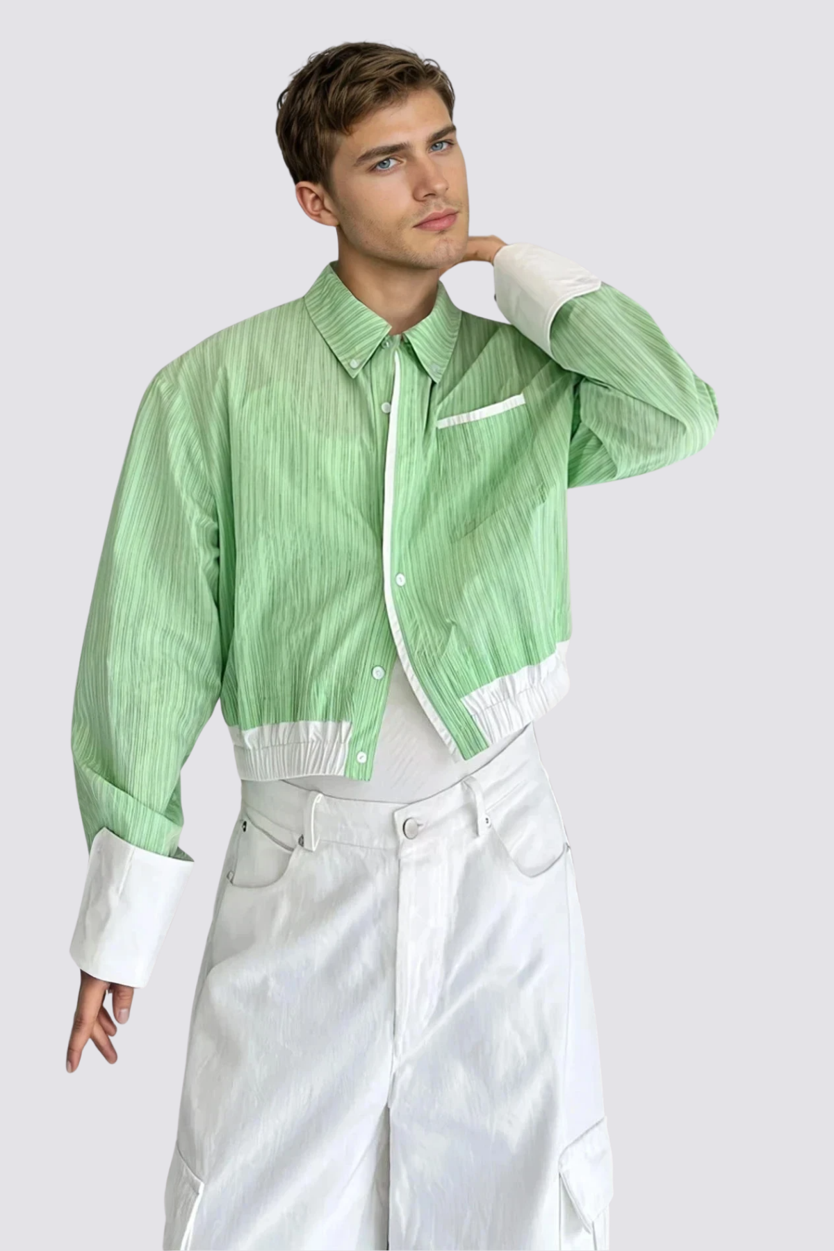 Quiet Flex Long Sleeve Crop Shirt Green