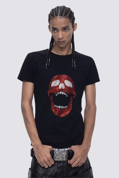 Quiet Pattern Rhinestone T-Shirt