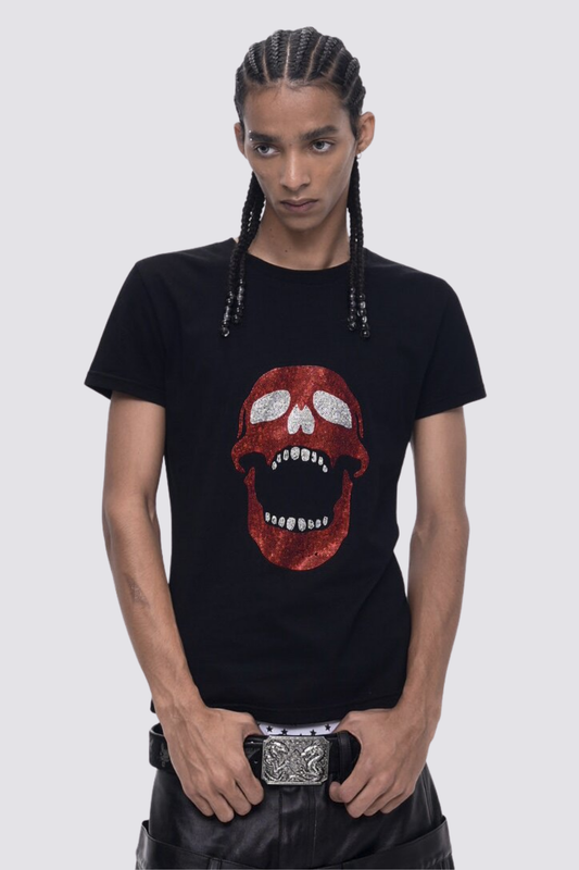 Quiet Pattern Rhinestone T-Shirt
