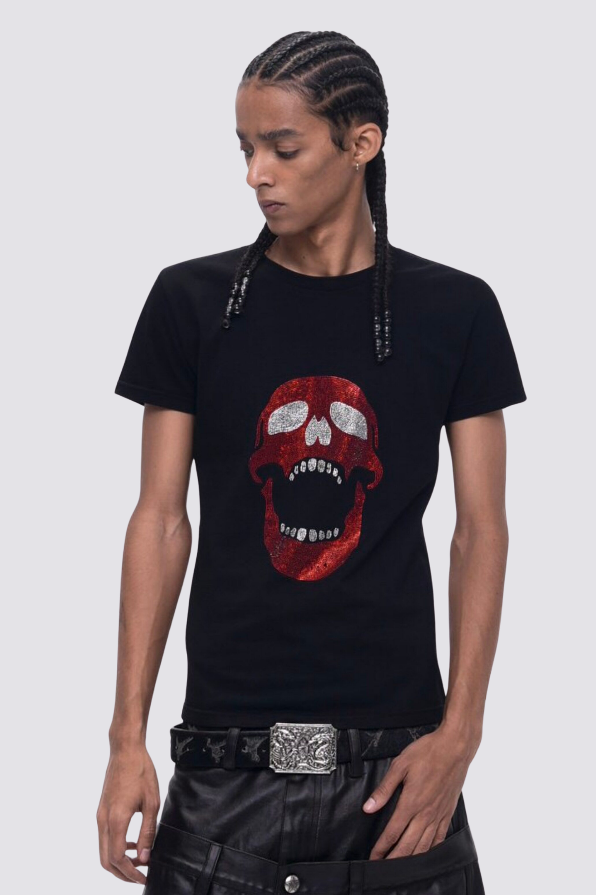 Quiet Pattern Rhinestone T-Shirt