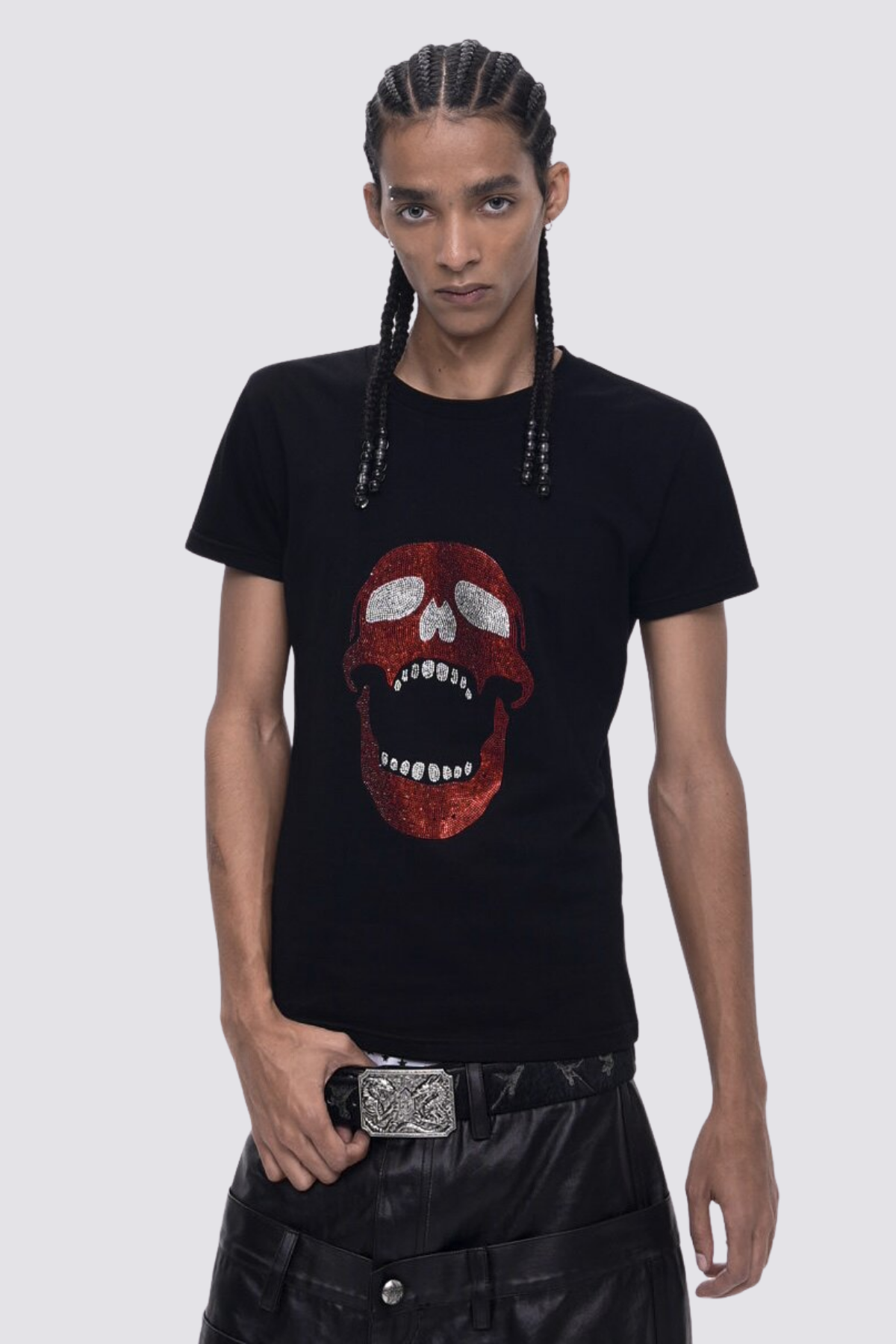 Quiet Pattern Rhinestone T-Shirt
