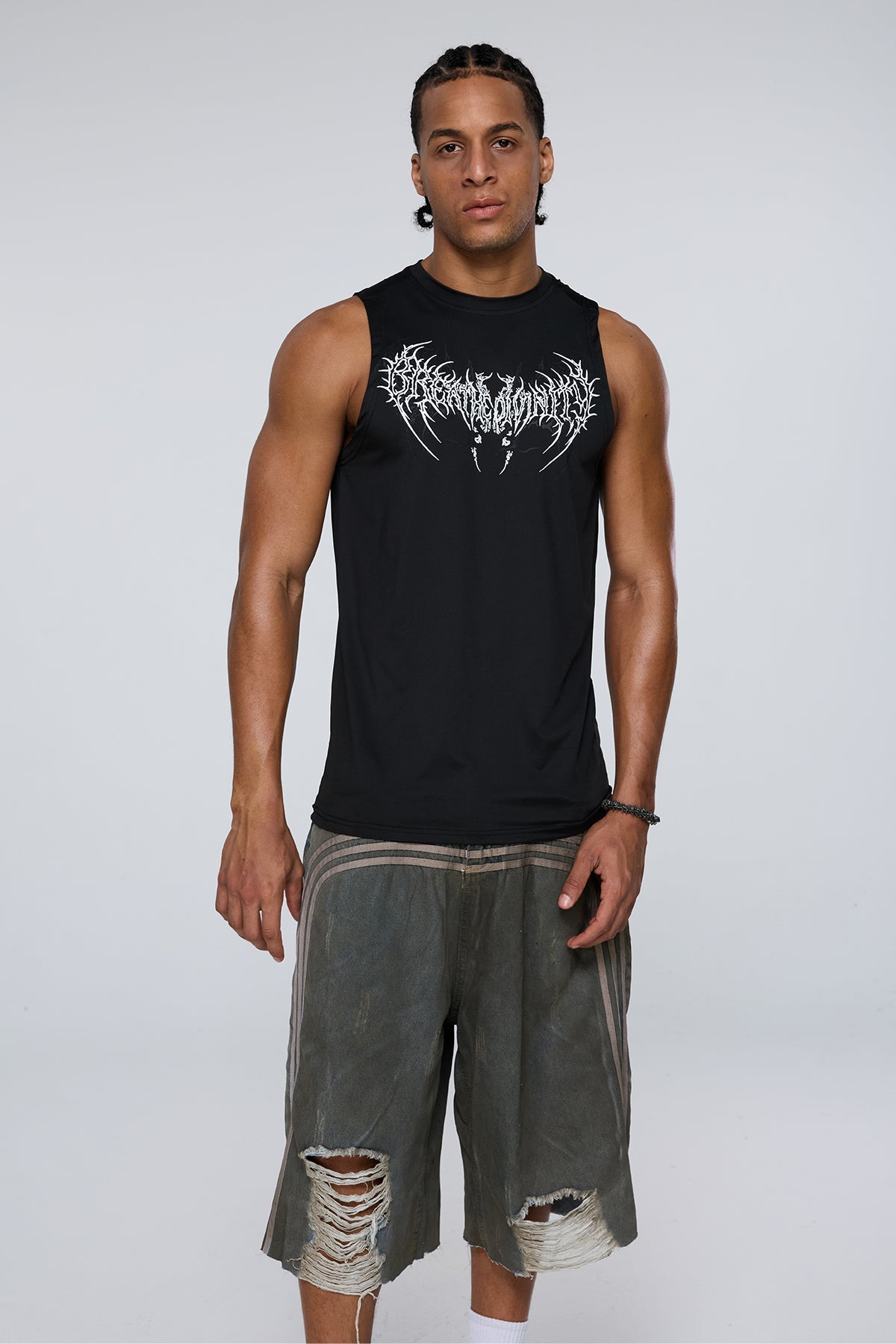 Quiet Symbol Print Tank Top Black