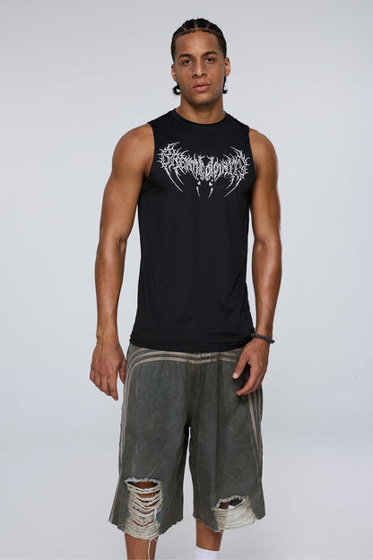 Quiet Symbol Print Tank Top Black