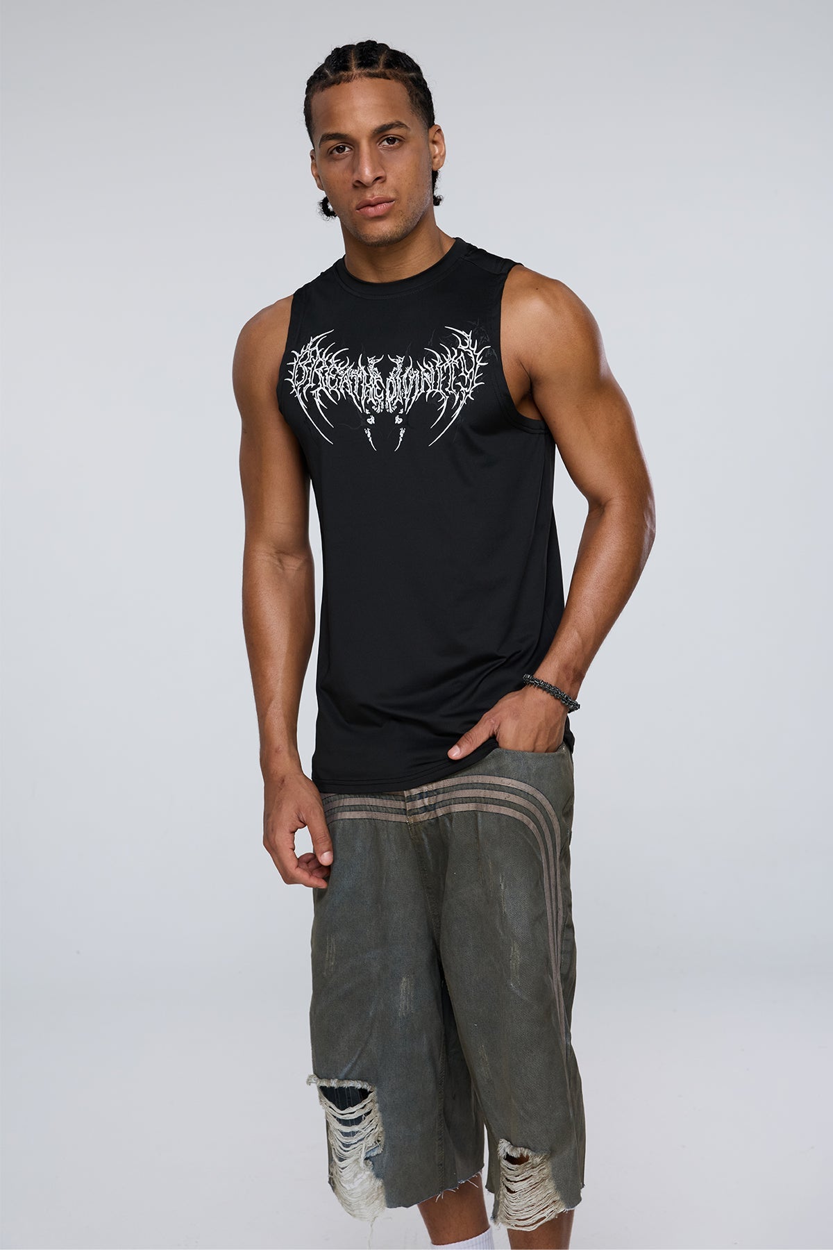 Quiet Symbol Print Tank Top Black