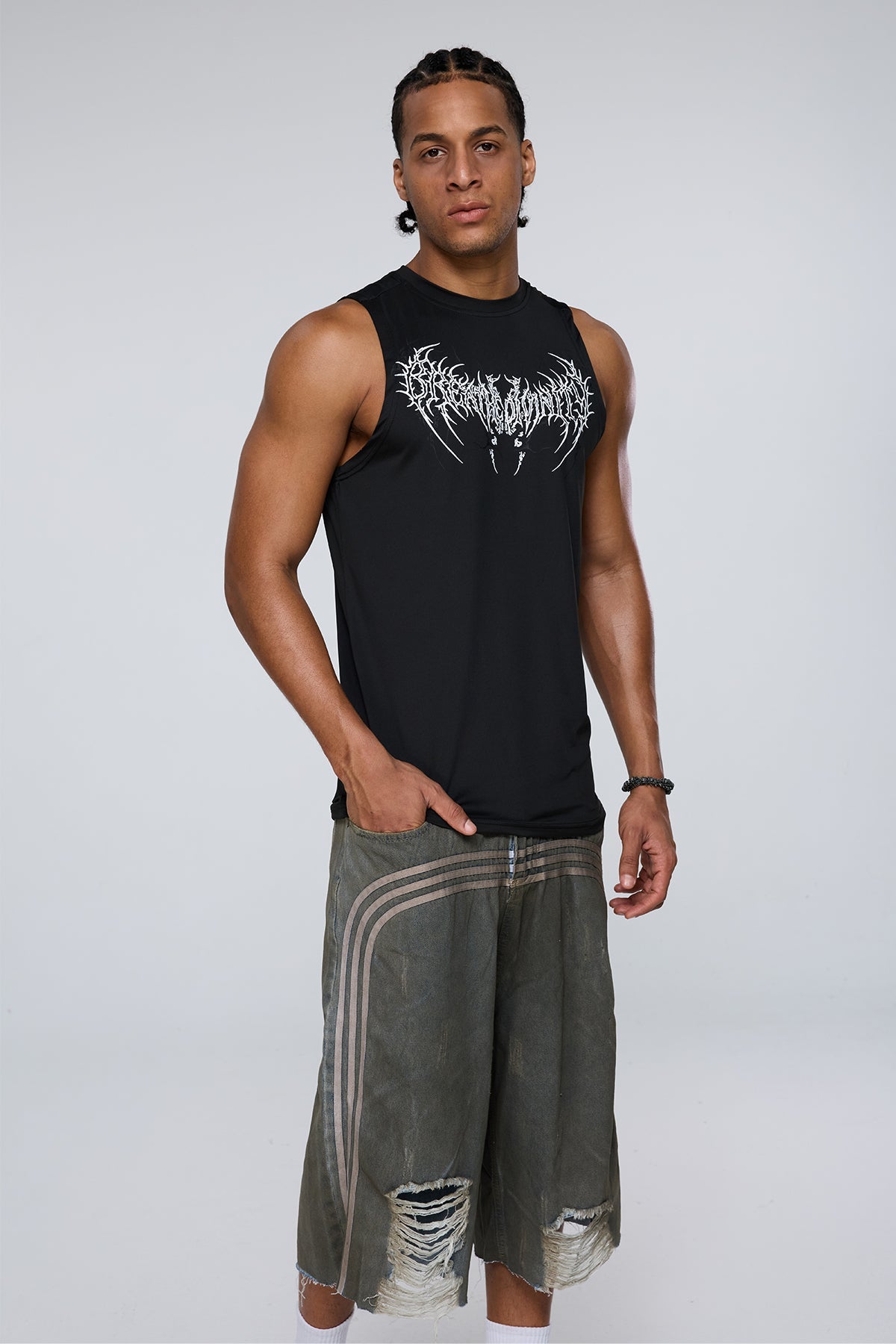 Quiet Symbol Print Tank Top Black