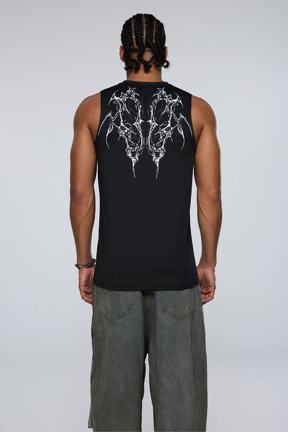 Quiet Symbol Print Tank Top Black