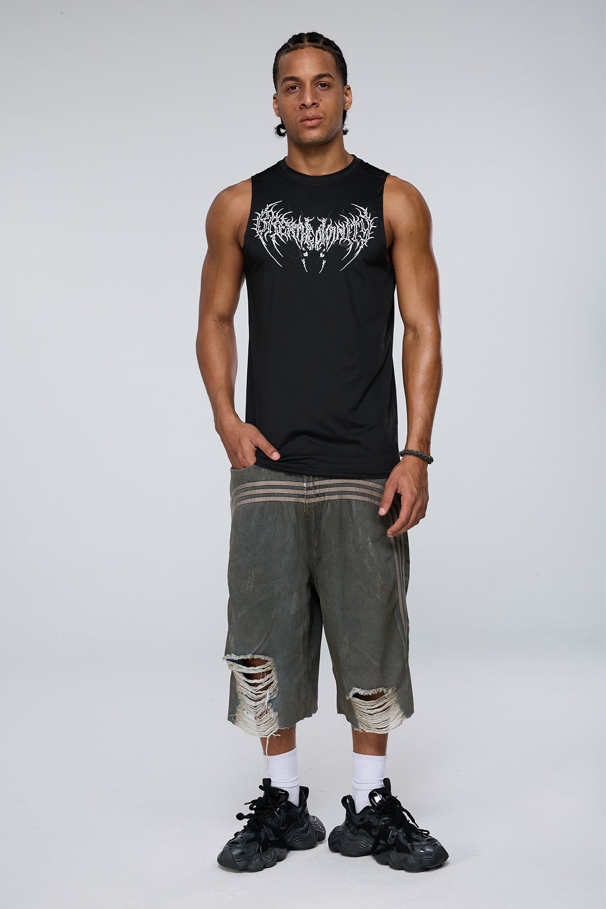 Quiet Symbol Print Tank Top Black