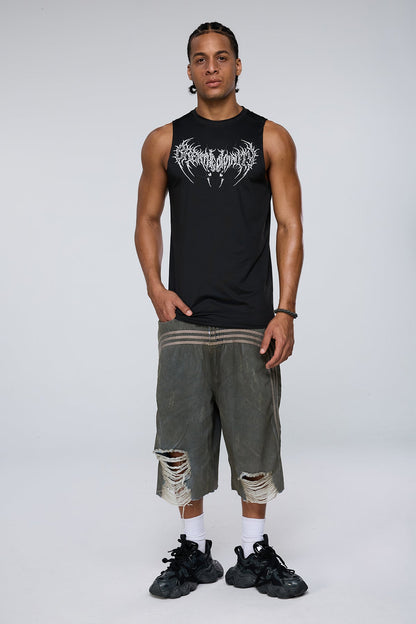 Quiet Symbol Print Tank Top Black