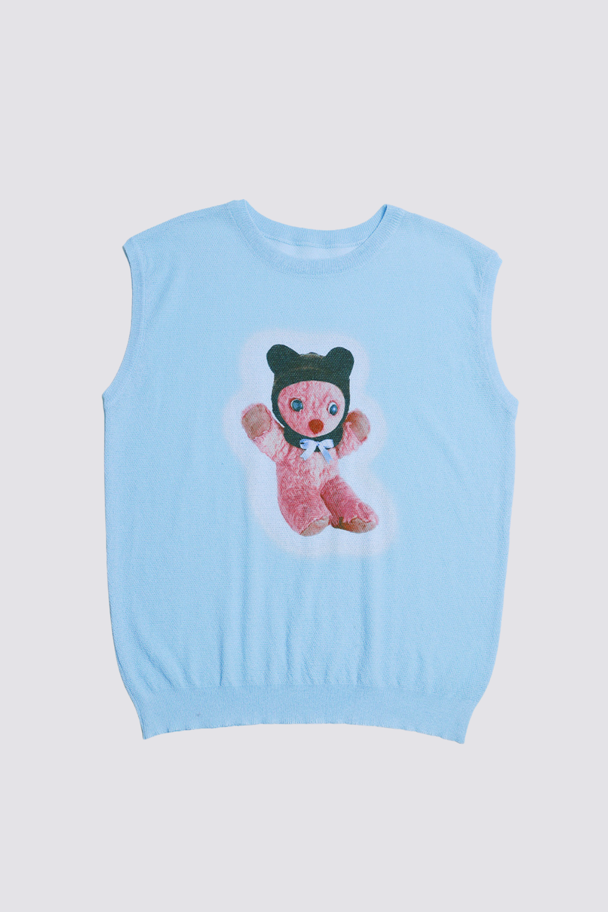 Quiet Texture Sleeveless Bear Print Knit Top